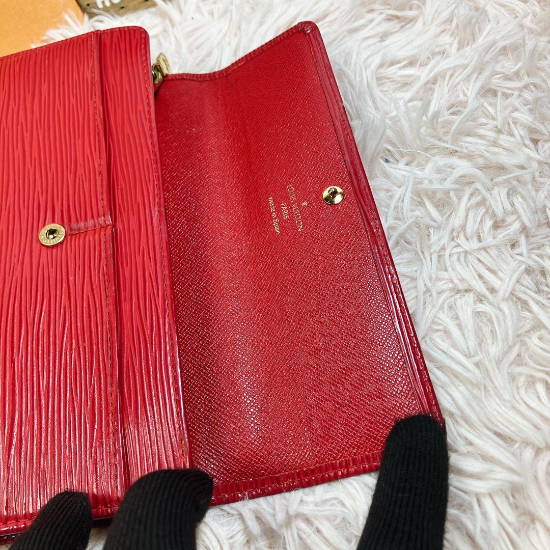 超美品 ルイヴィトン エピ ポルトフォイユ サラ 長財布 赤 レッド レディース