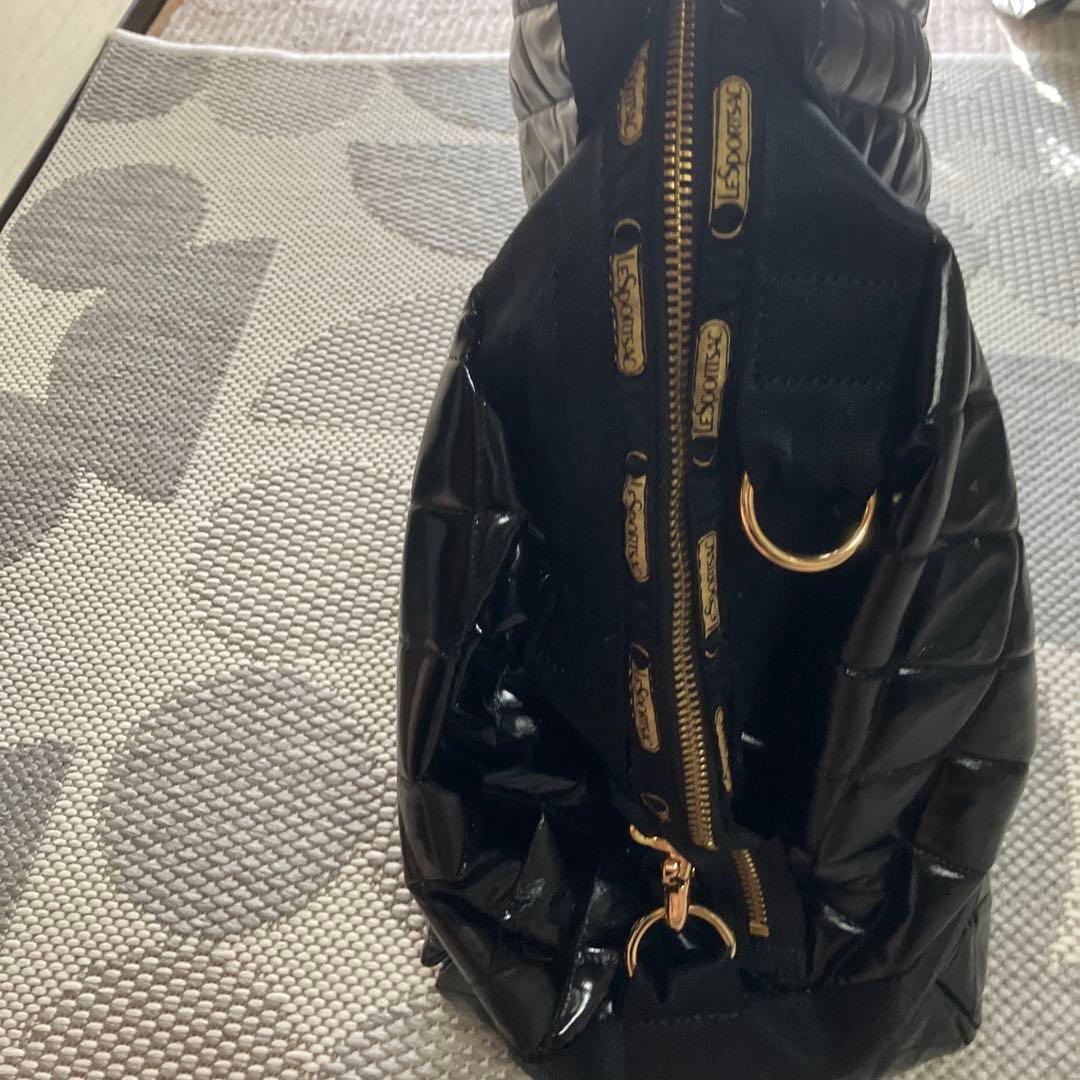 レスポ✖️Joyrich ブラック エナメル　キルト　ボストンバッグ