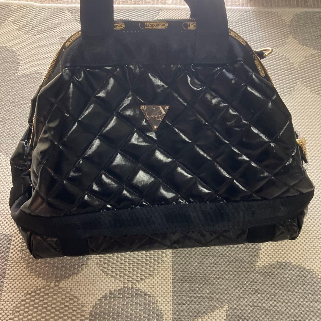 レスポ✖️Joyrich ブラック エナメル　キルト　ボストンバッグ