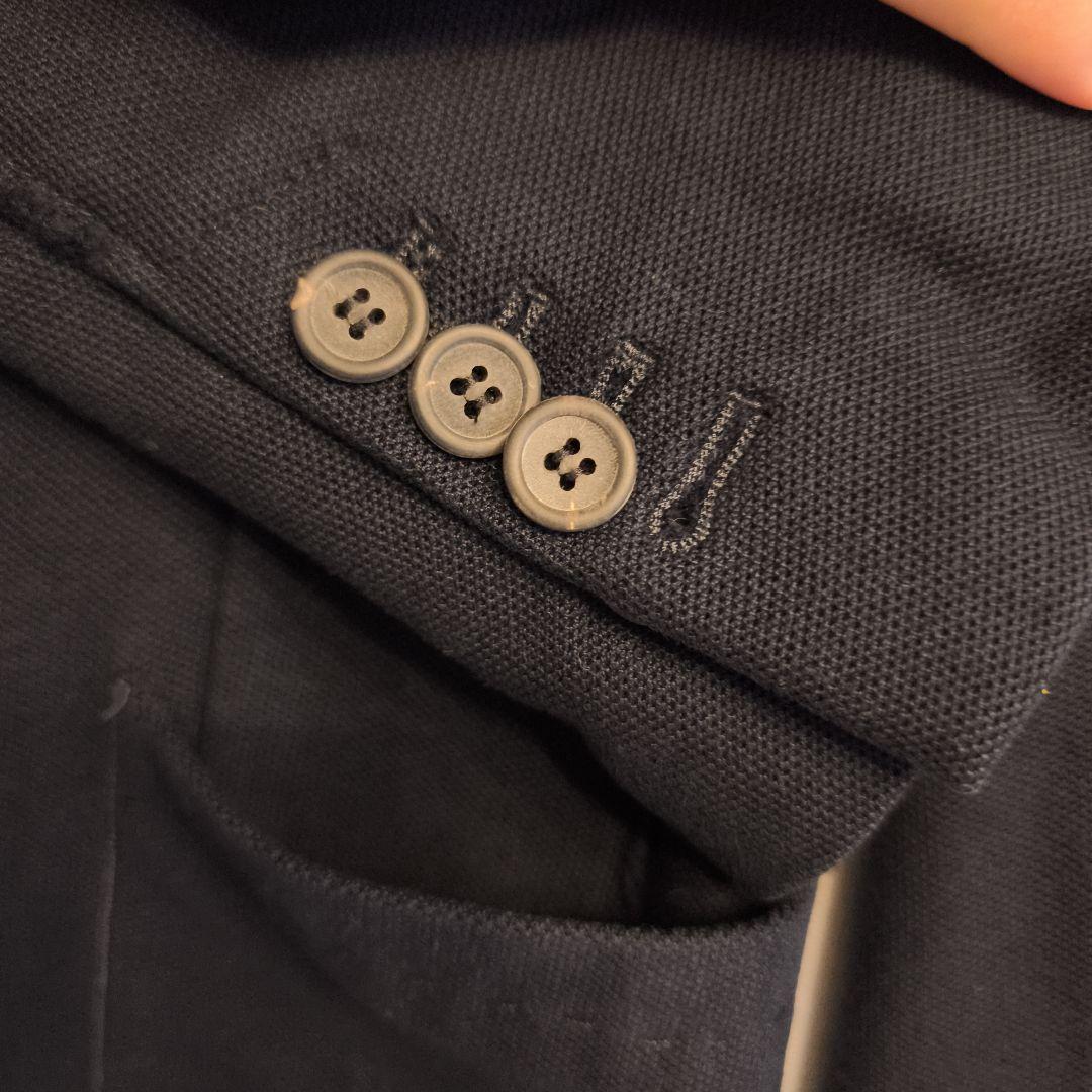 LANVIN ネイビー ジャケット 本切羽、襟ステッチ