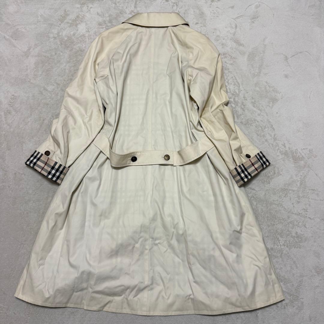 美品　バーバリーズ　ステンカラーコート　ホースボタン　L ベージュ　チェック