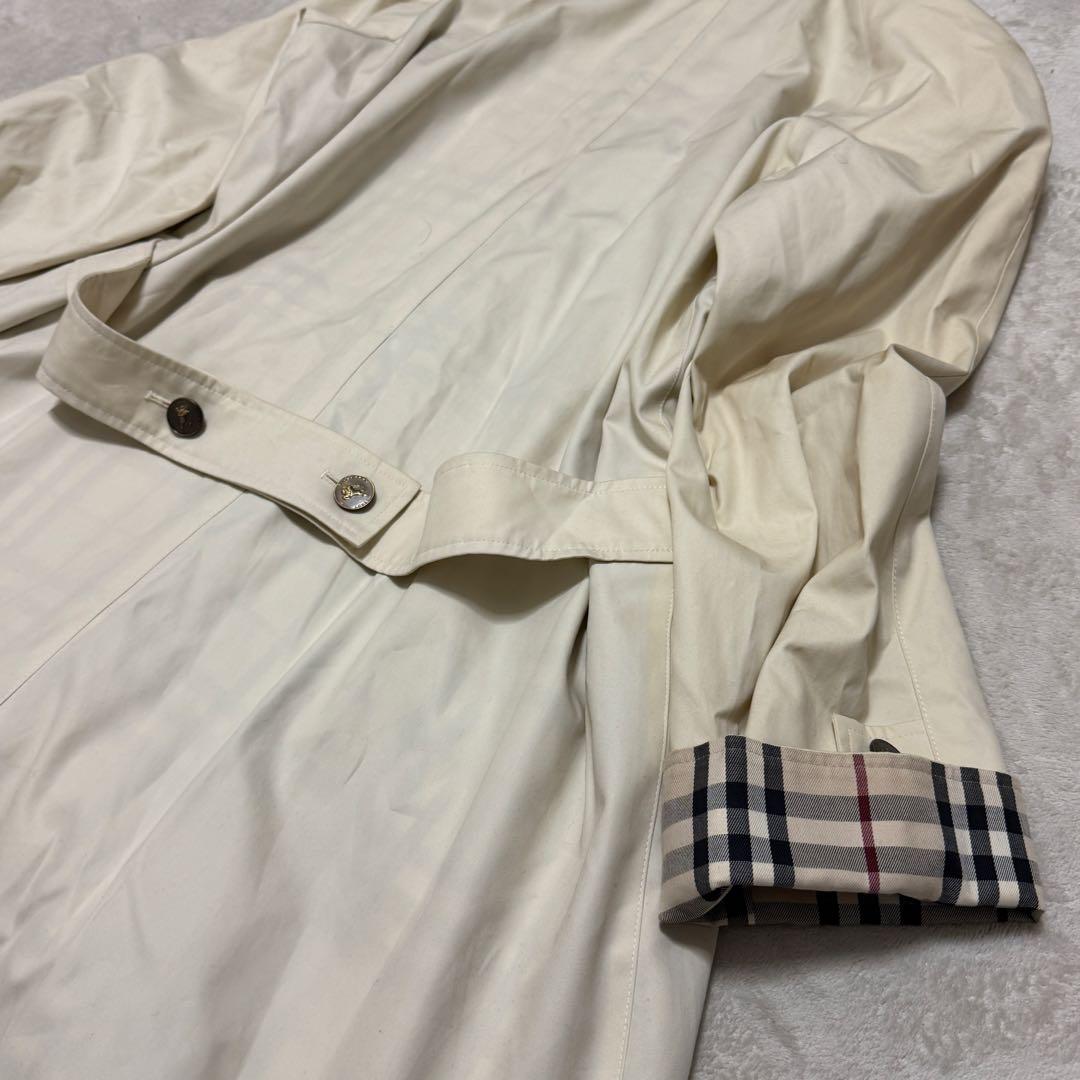 美品　バーバリーズ　ステンカラーコート　ホースボタン　L ベージュ　チェック