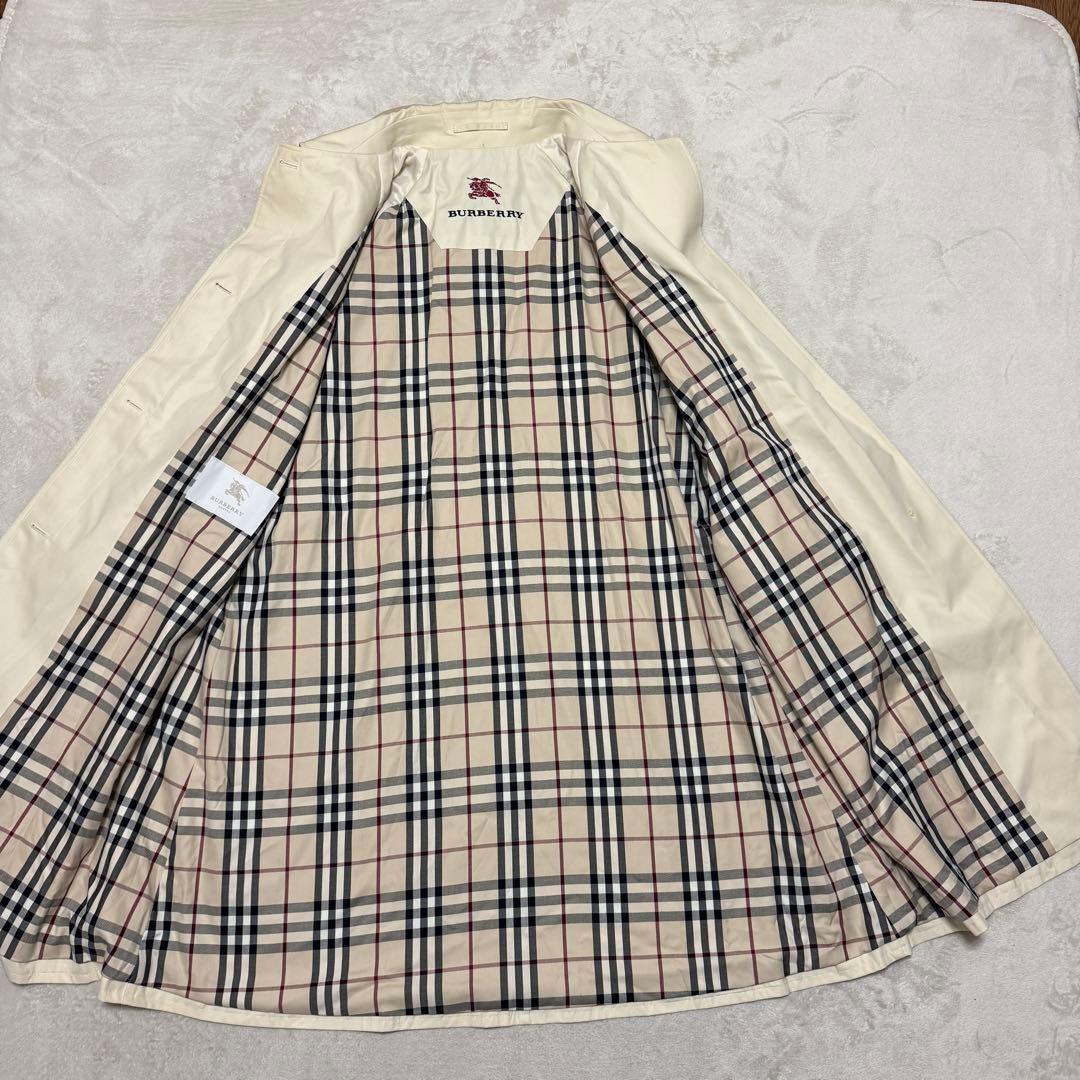 美品　バーバリーズ　ステンカラーコート　ホースボタン　L ベージュ　チェック