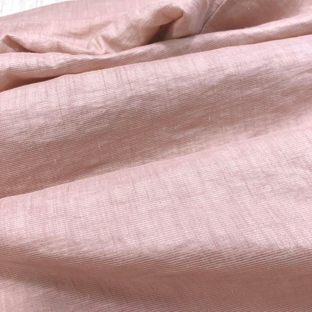 ビアズリー フロントリボン リネン混チュニック ゆったりワンピース ピンク F