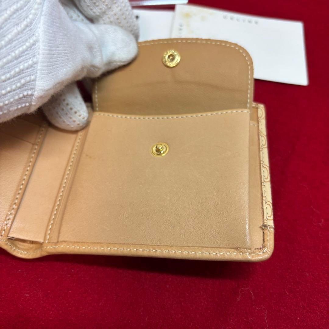 セリーヌ CELINE マカダム 二つ折り 財布 ベージュ PVC レザー
