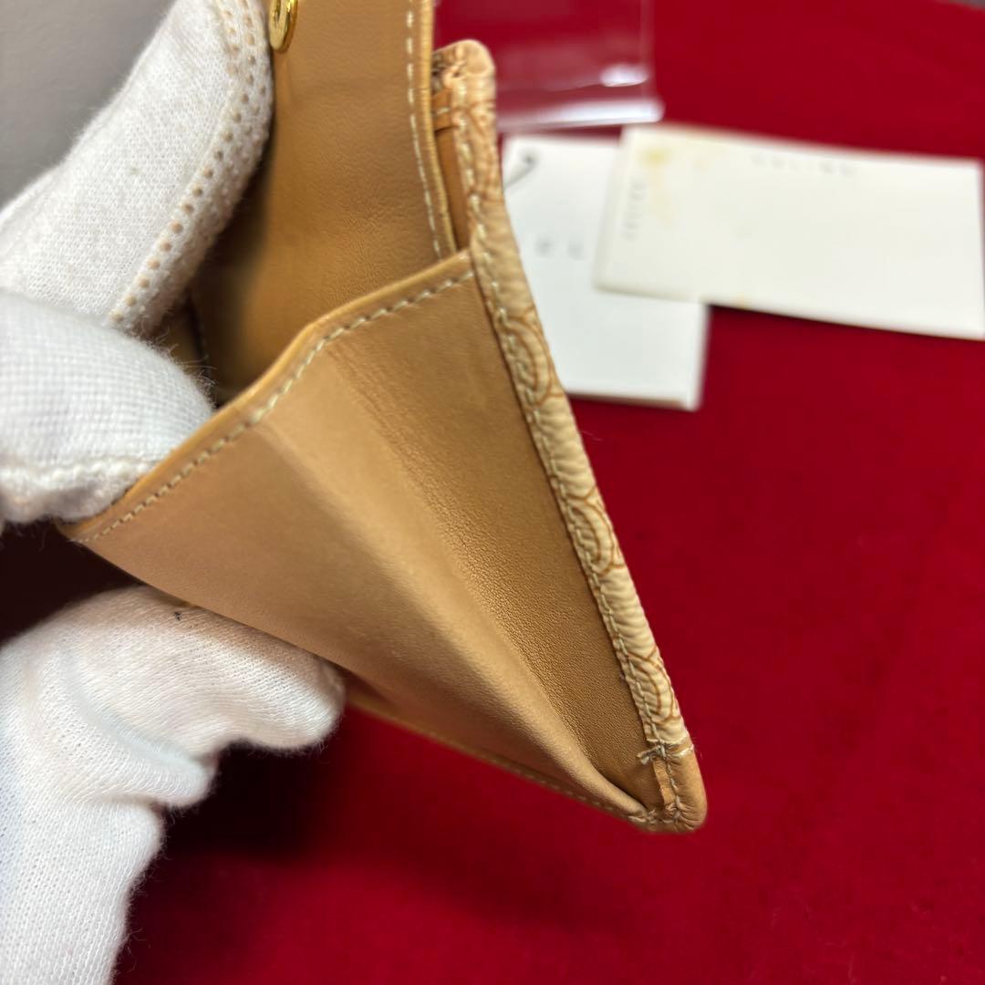 セリーヌ CELINE マカダム 二つ折り 財布 ベージュ PVC レザー