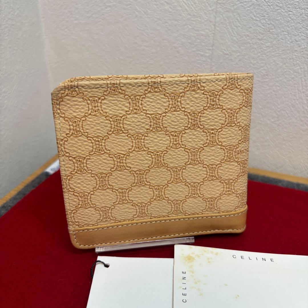 セリーヌ CELINE マカダム 二つ折り 財布 ベージュ PVC レザー