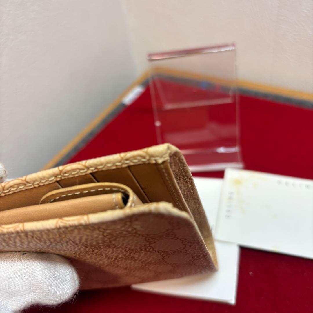 セリーヌ CELINE マカダム 二つ折り 財布 ベージュ PVC レザー