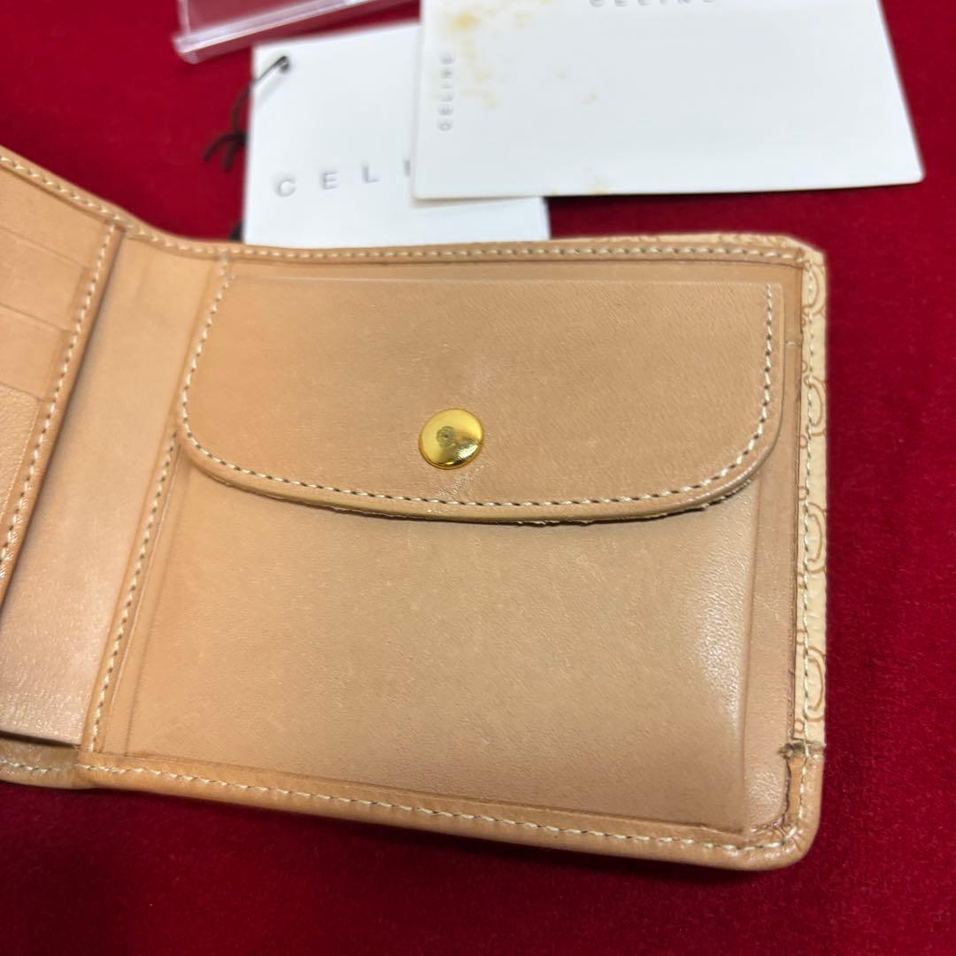 セリーヌ CELINE マカダム 二つ折り 財布 ベージュ PVC レザー