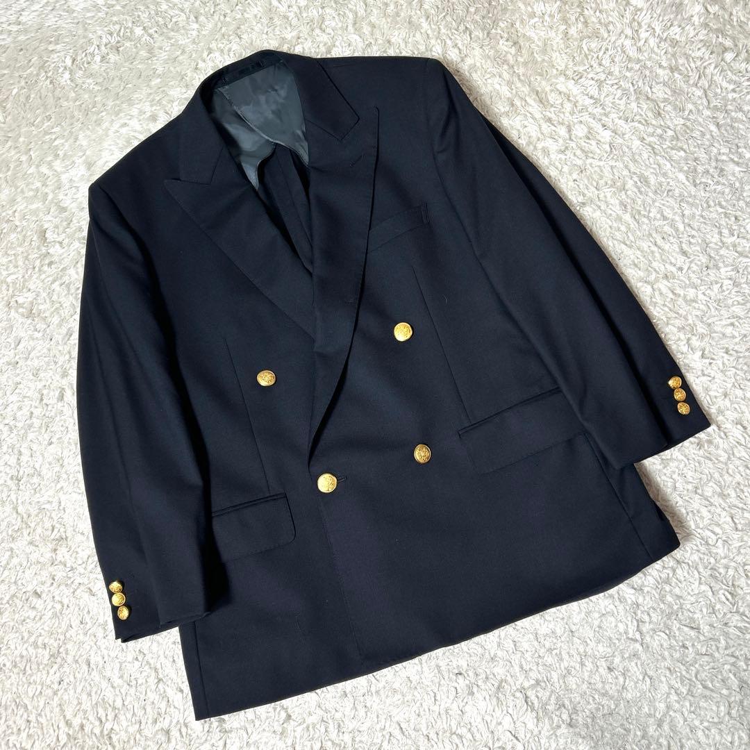 【極美品】CAFE SOHO ダブルブレストジャケット シルク混 金ボタン L