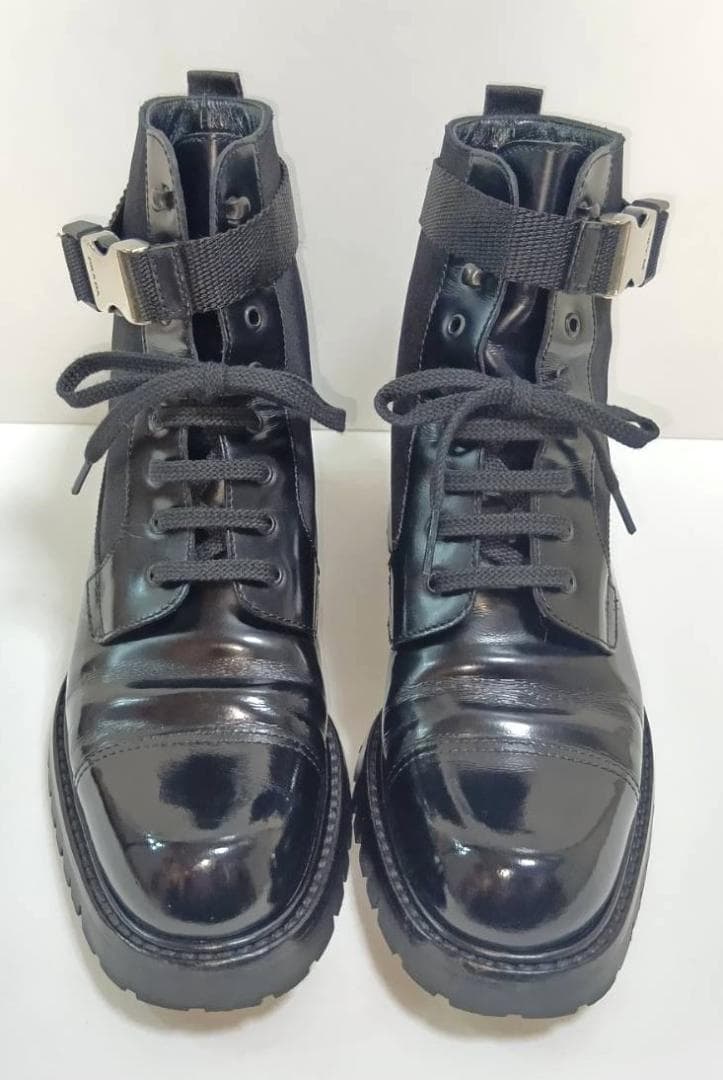 R*n様 PRADA プラダ コンバットブーツ 23cm ブラッシュドレザー×ナ