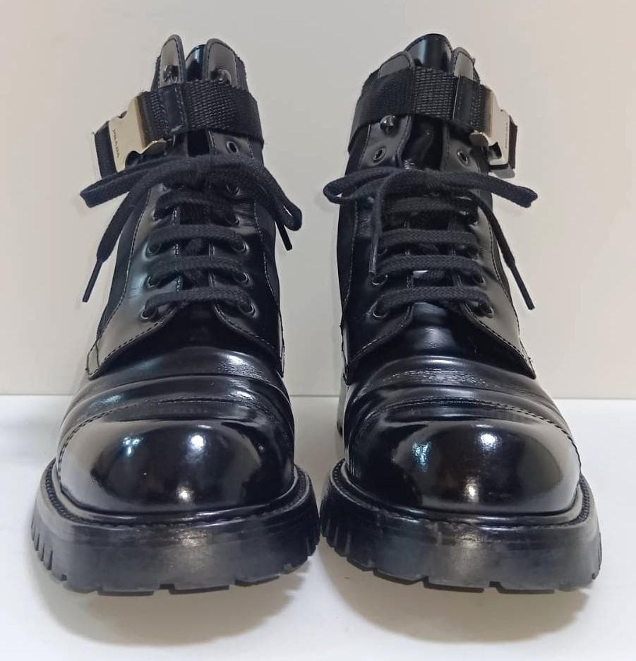 R*n様 PRADA プラダ コンバットブーツ 23cm ブラッシュドレザー×ナ