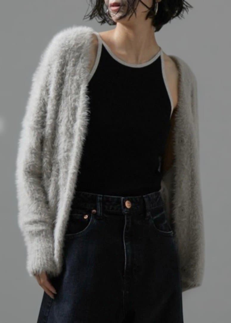 SALON adam et roqe' シャギーVネックニットカーディガン