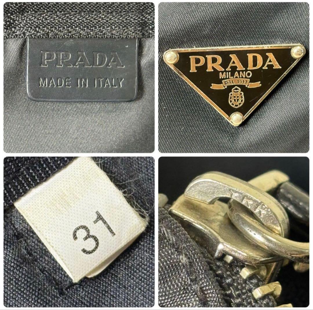PRADA ミニボストンバッグ 三角ロゴ ナイロン レザー ブラック