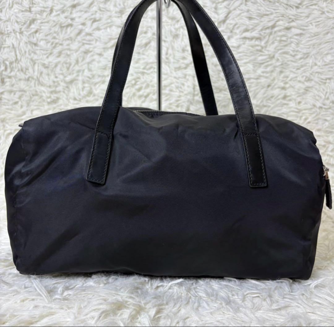 PRADA ミニボストンバッグ 三角ロゴ ナイロン レザー ブラック