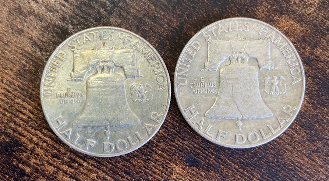 1958年 フランクリン　ハーフダラー　銀貨　②枚