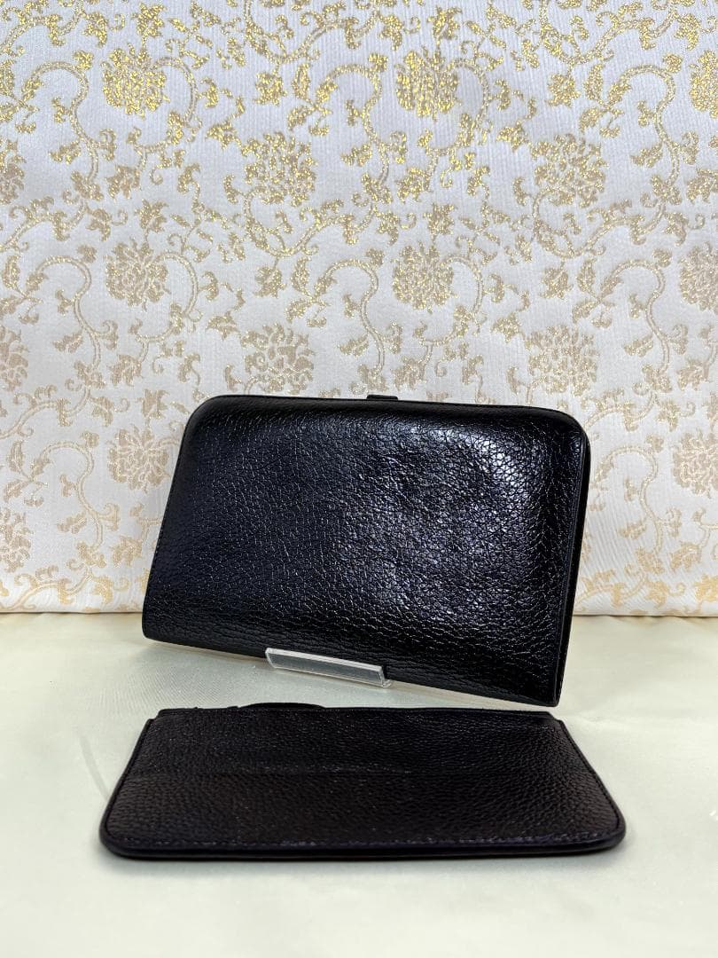 HERMES エルメス ドゴン ブラック レザー 二つ折り財布