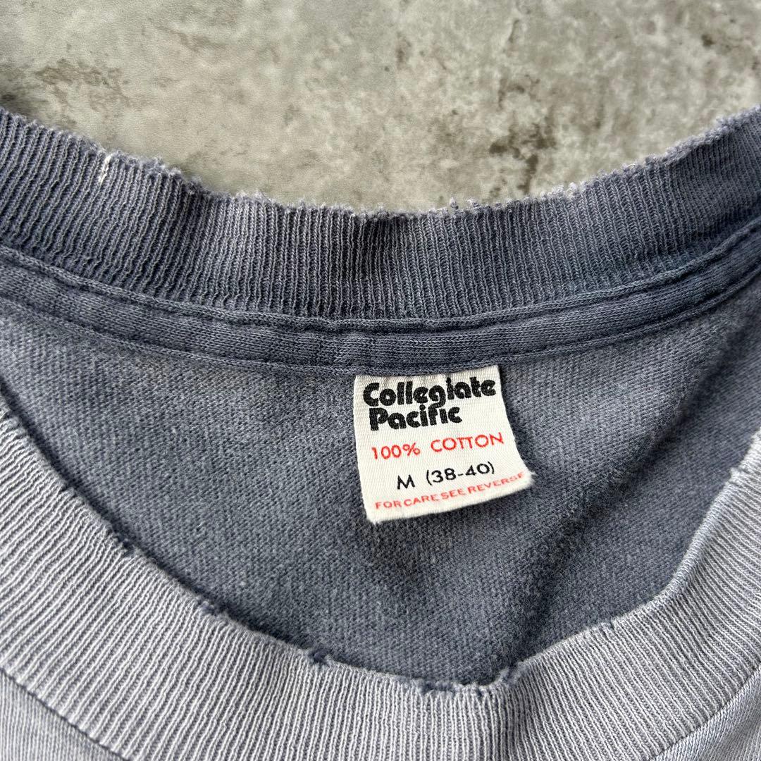 70s- カレッジエイトパシフィック tシャツ USA製 M フェードネイビー