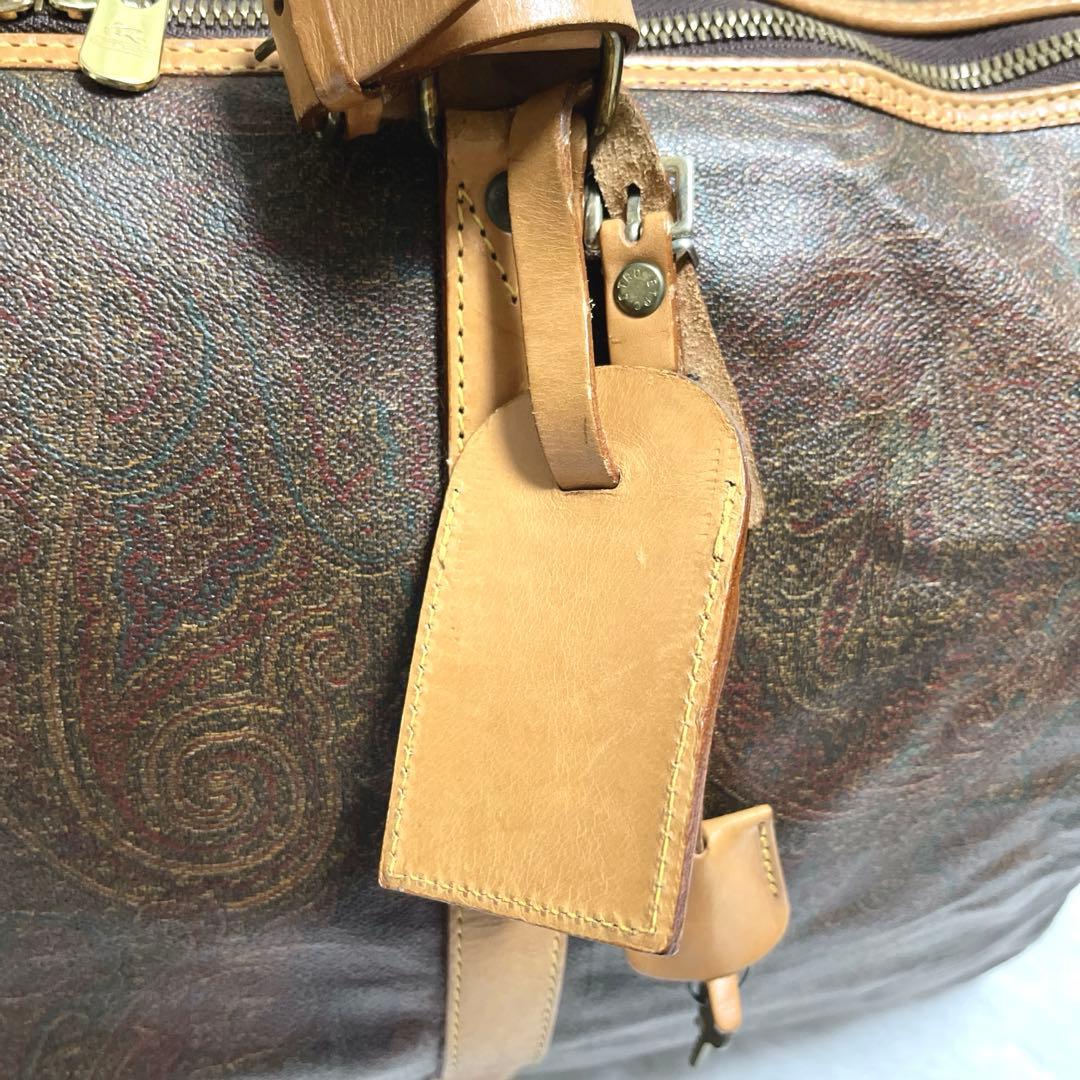 【ETRO エトロ】ボストンバッグ ペイズリーPVC ヌメ革 チャーム 鍵付き