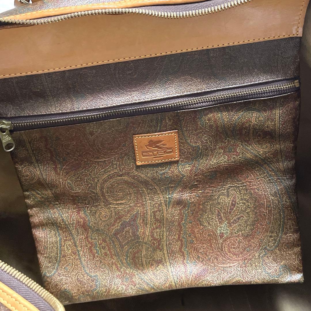【ETRO エトロ】ボストンバッグ ペイズリーPVC ヌメ革 チャーム 鍵付き