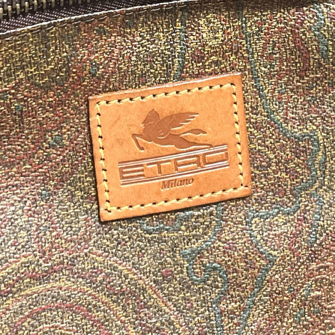 【ETRO エトロ】ボストンバッグ ペイズリーPVC ヌメ革 チャーム 鍵付き