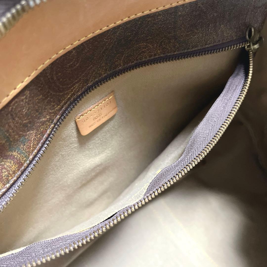 【ETRO エトロ】ボストンバッグ ペイズリーPVC ヌメ革 チャーム 鍵付き