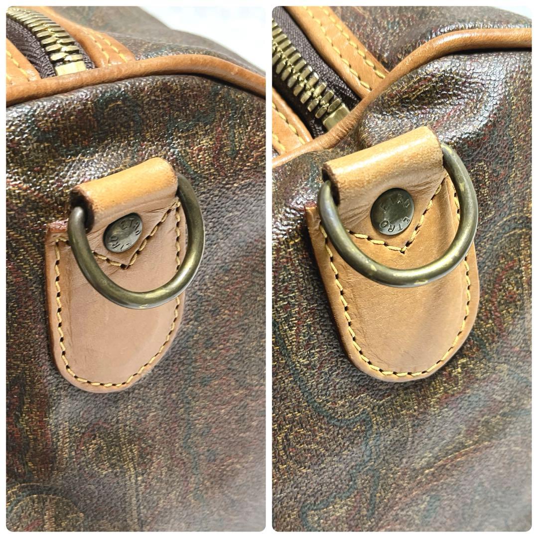 【ETRO エトロ】ボストンバッグ ペイズリーPVC ヌメ革 チャーム 鍵付き