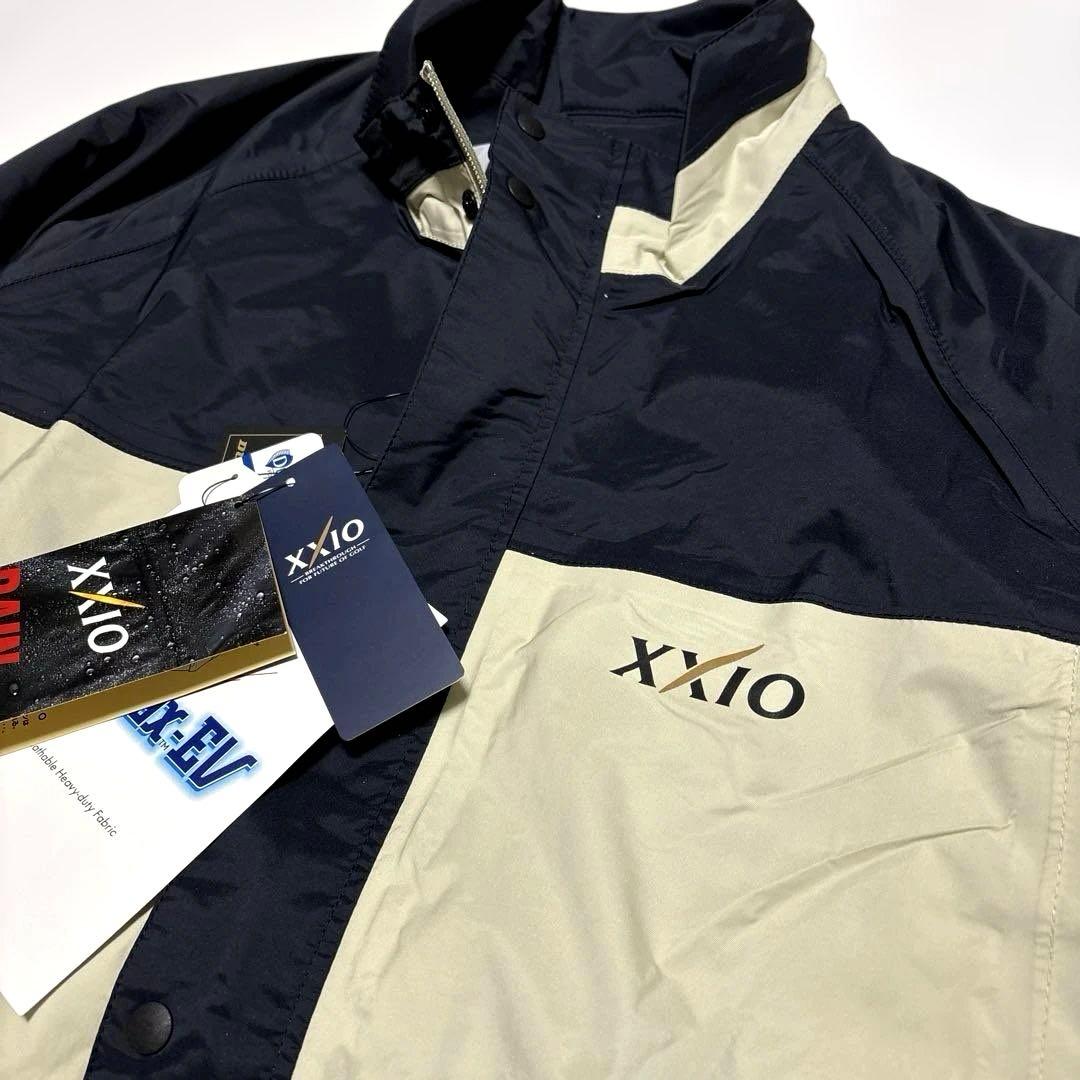 タグ付き未使用　XXIO ゴルフ用レインウェア　ベージュX黒　サイズXL