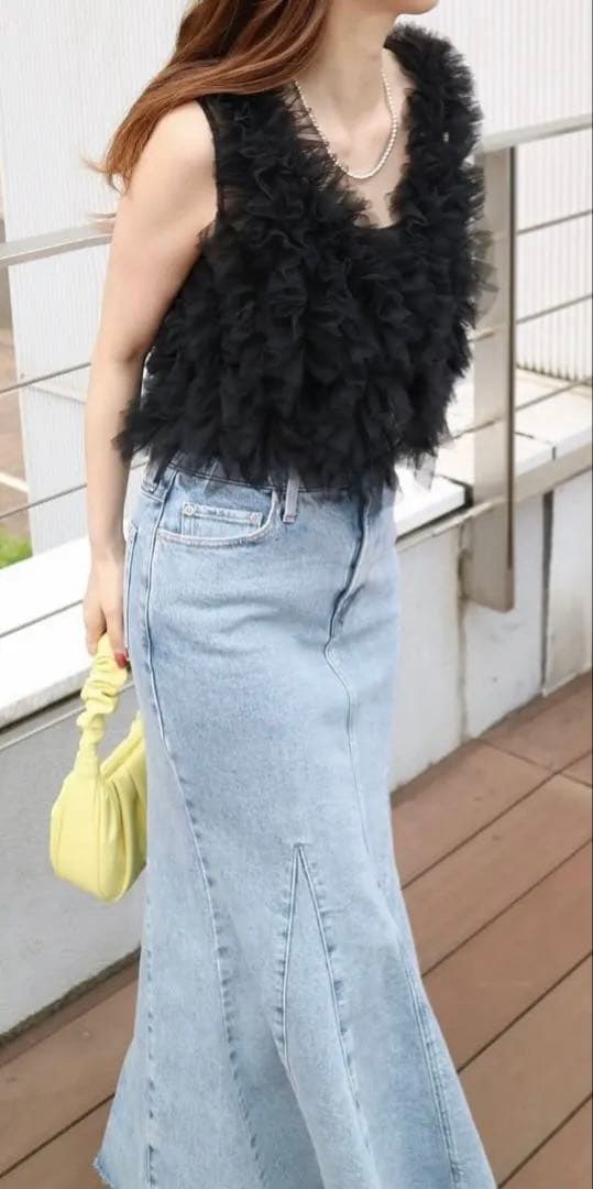アニュアンス　マーメイドデニムスカート S ライトブルー