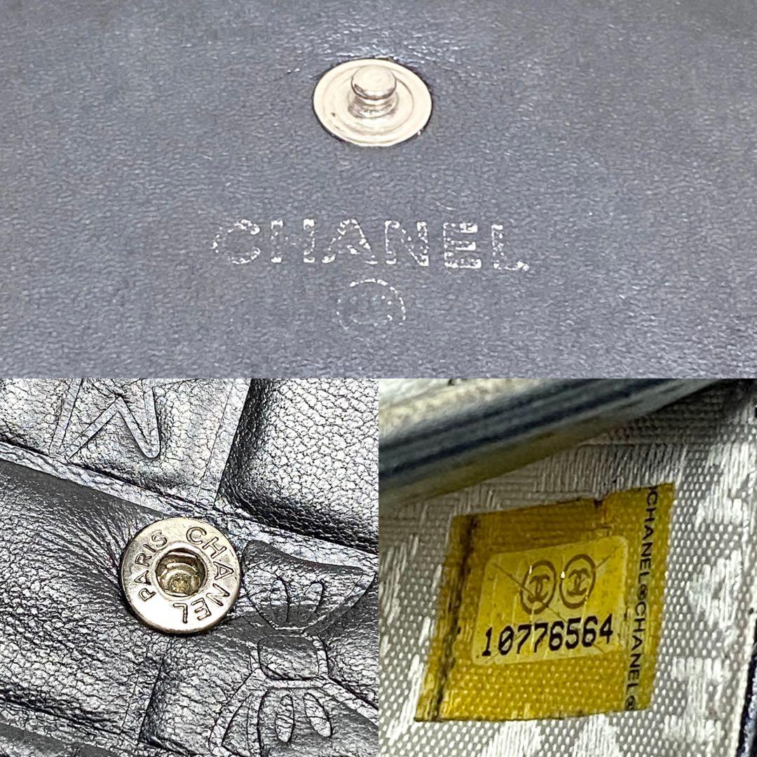 美品✨ CHANEL アイコンライン 二つ折り財布 コンパクト ブラック