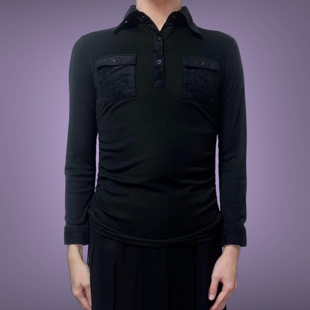 トップス Gather black polo shirts
