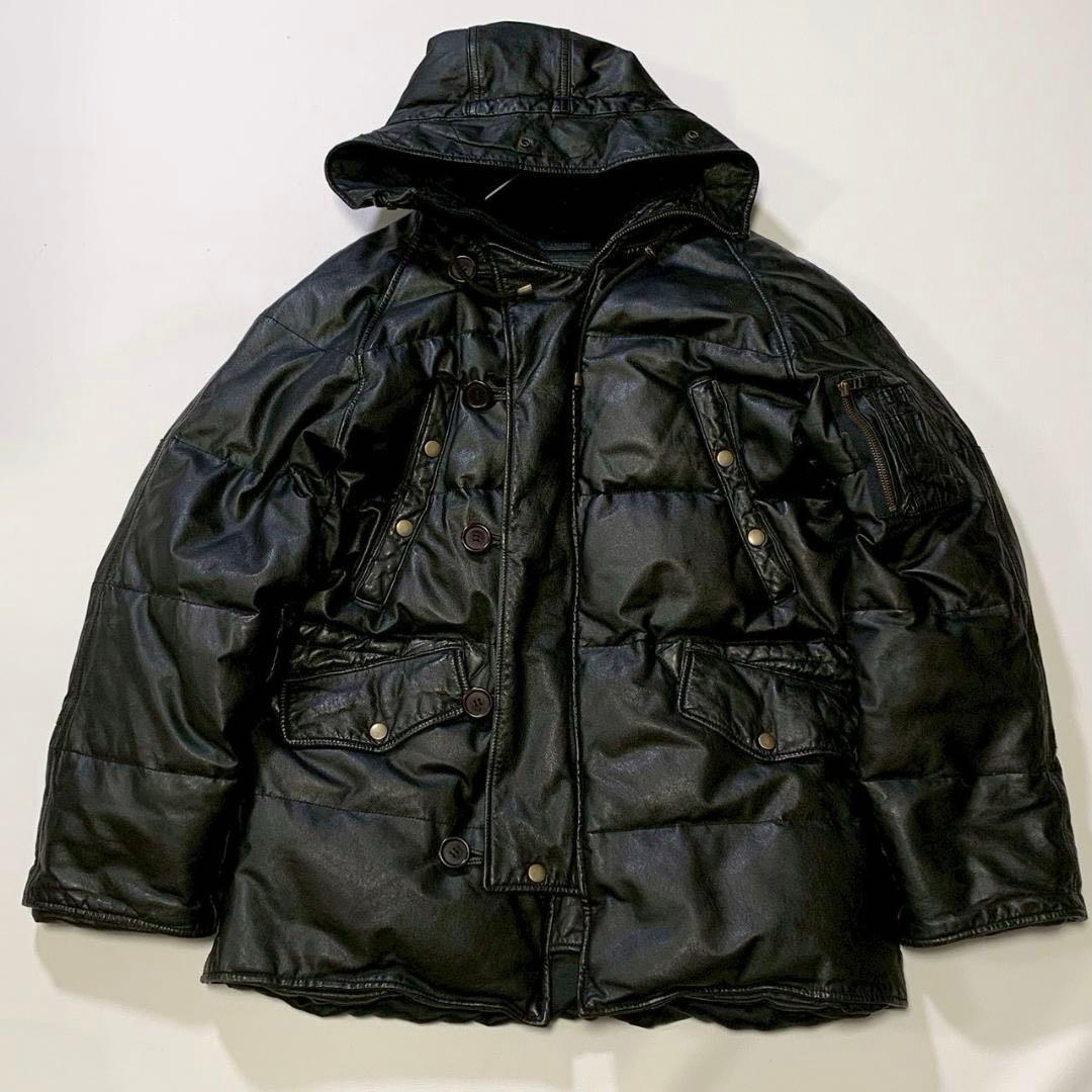 【本革】フリーダム オールレザー フライトジャケット N-3B ダウン 黒 42
