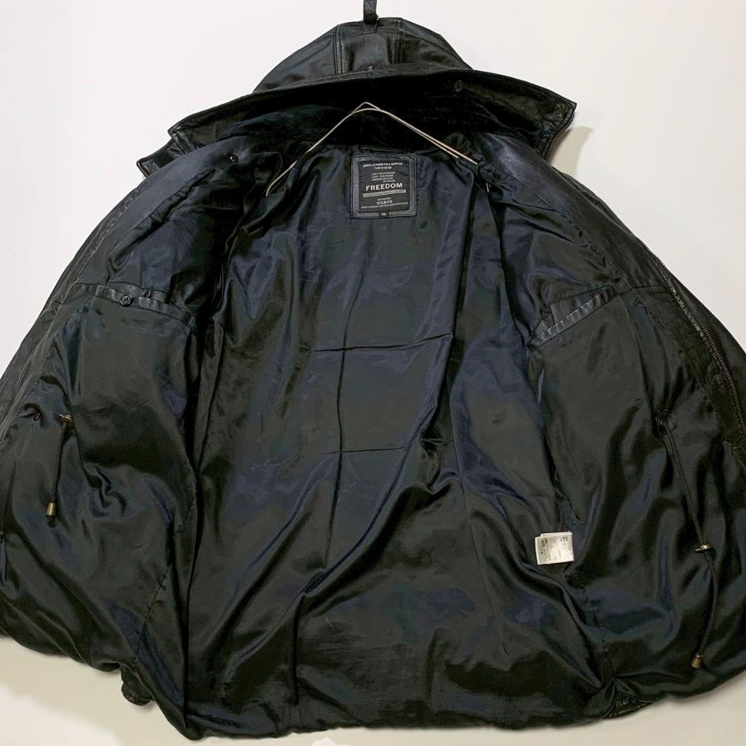 【本革】フリーダム オールレザー フライトジャケット N-3B ダウン 黒 42
