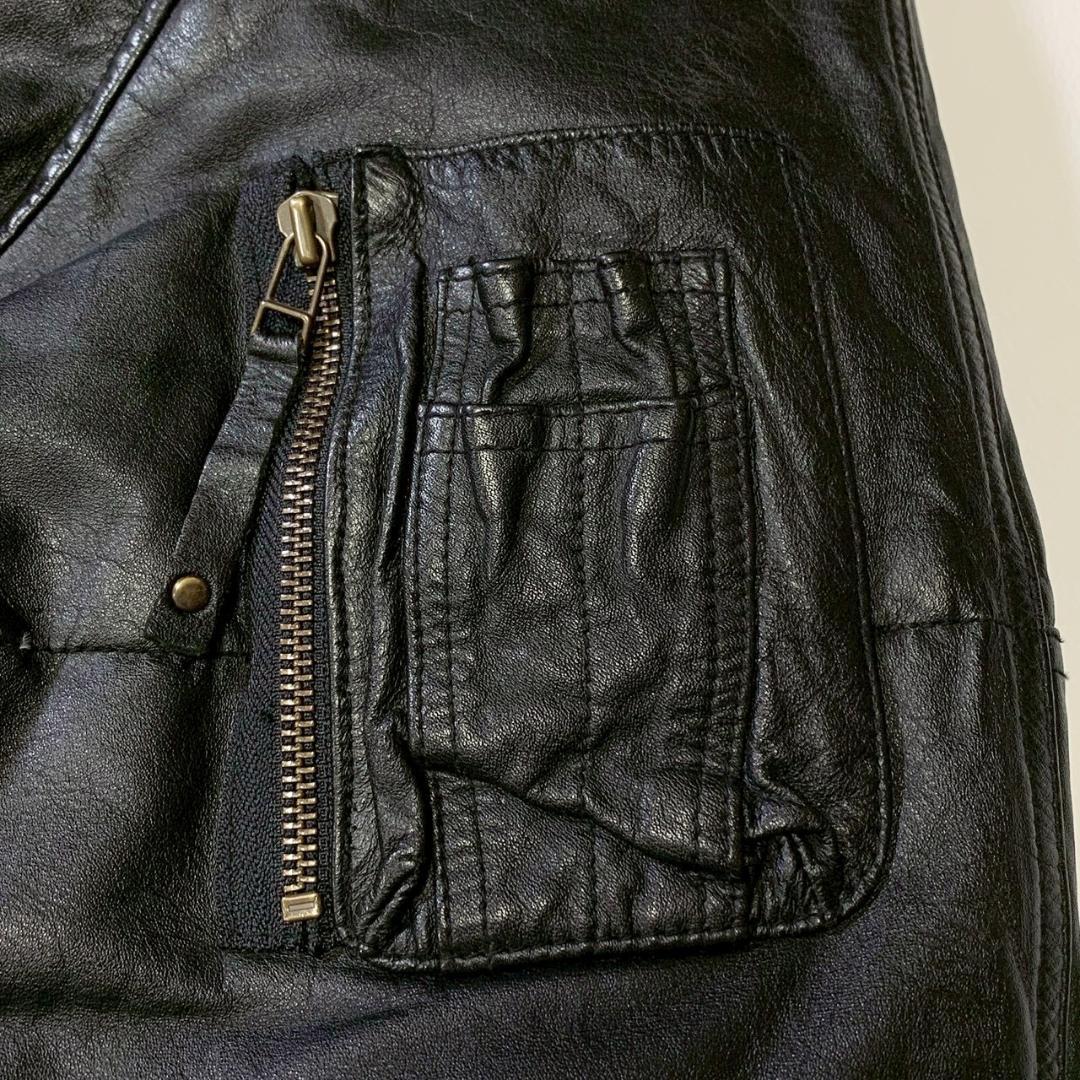 【本革】フリーダム オールレザー フライトジャケット N-3B ダウン 黒 42