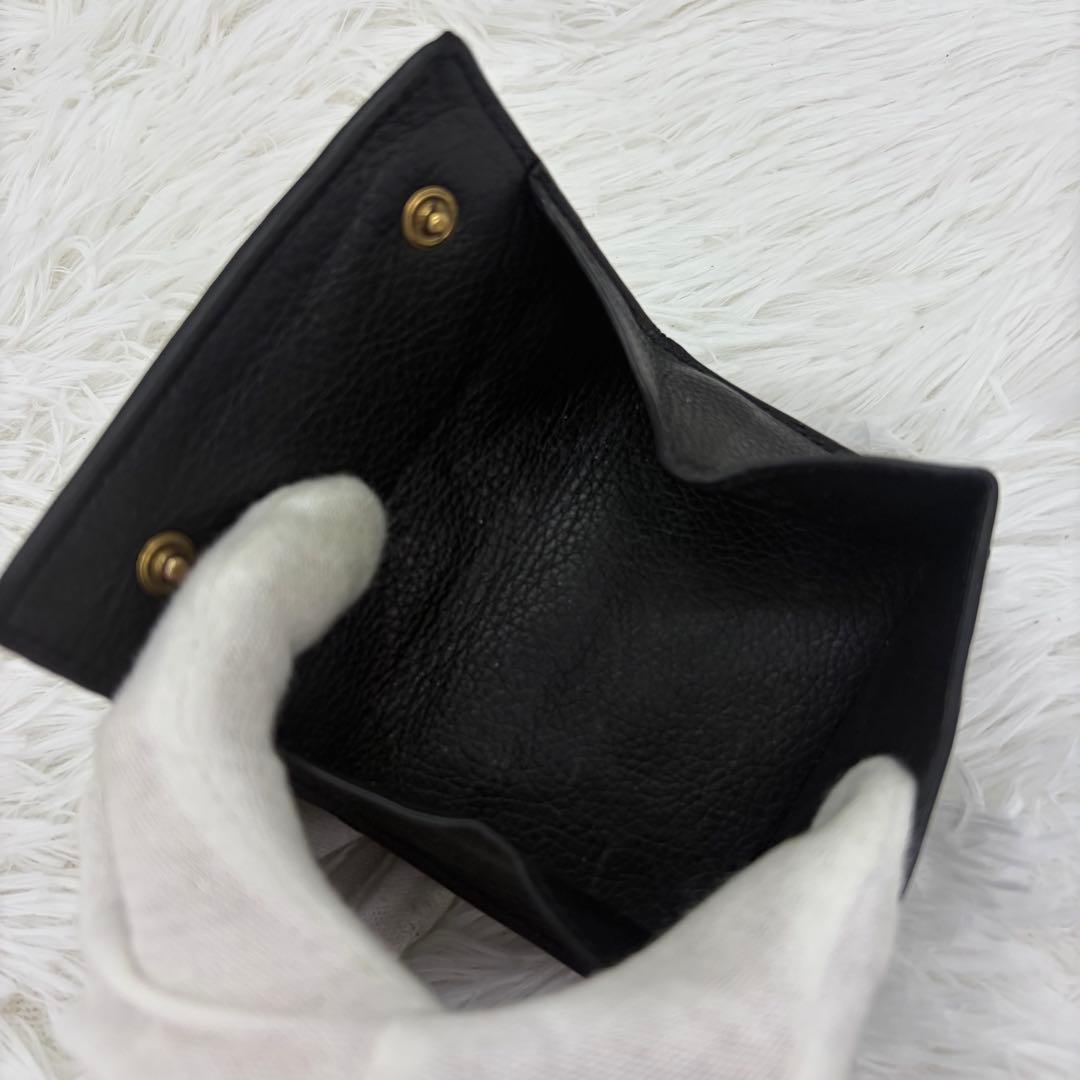 美品✨️サンローラン　タイニーウォレット　三つ折り財布　レザー　ブラック