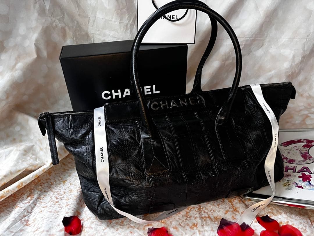 正規品希少　CHANEL シャネル メタルロゴ チョコバー LAX トートバッグ
