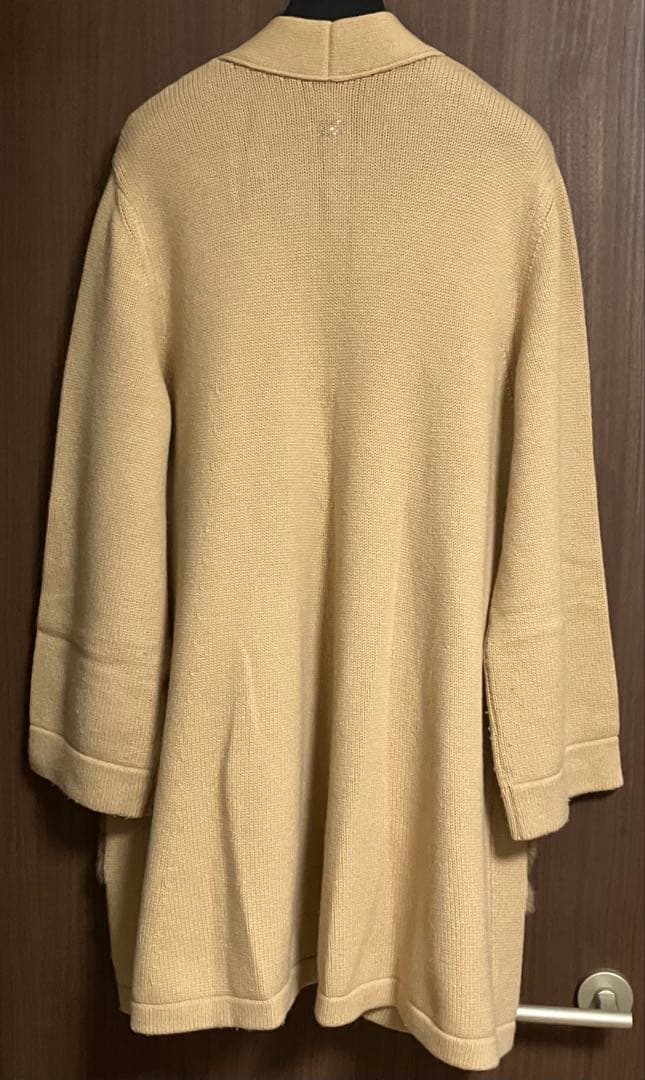 【再お値下げ】ESCADA ウールニットコート キャメル色 リアルファーポケット