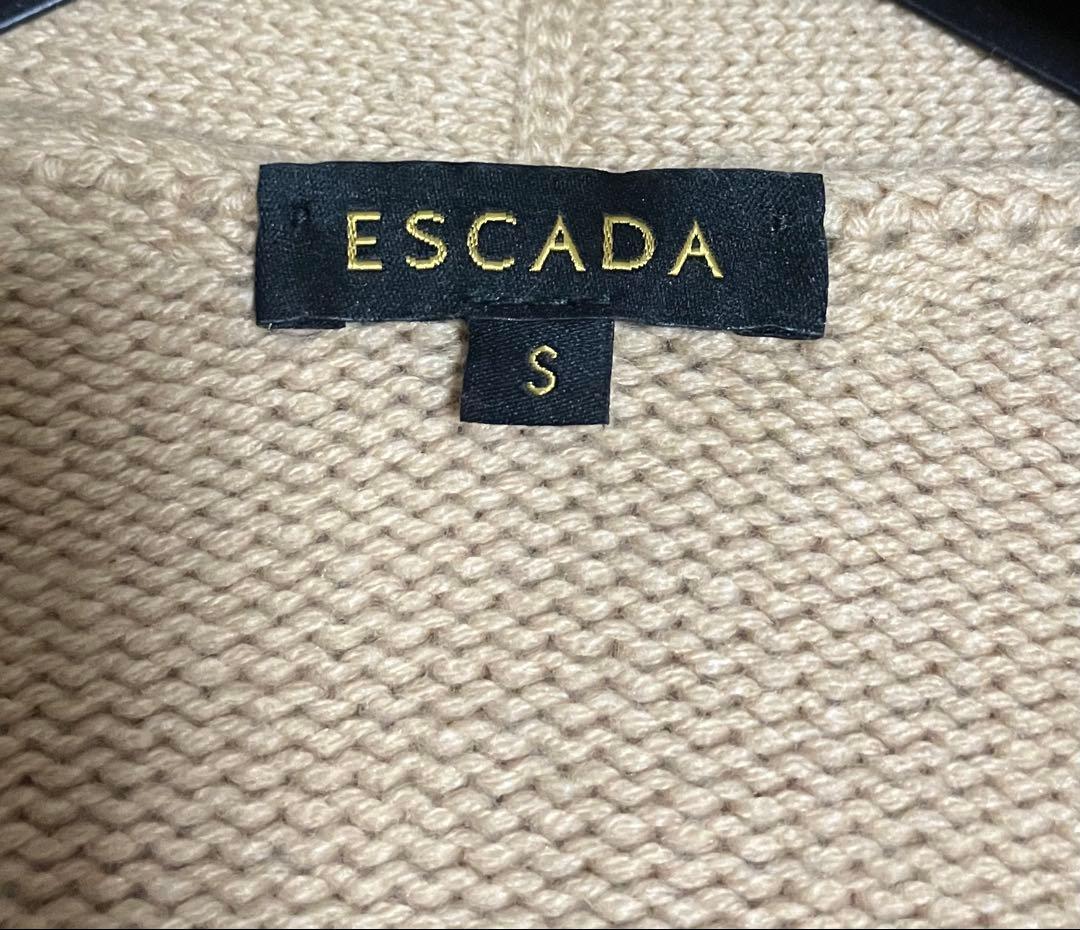【再お値下げ】ESCADA ウールニットコート キャメル色 リアルファーポケット
