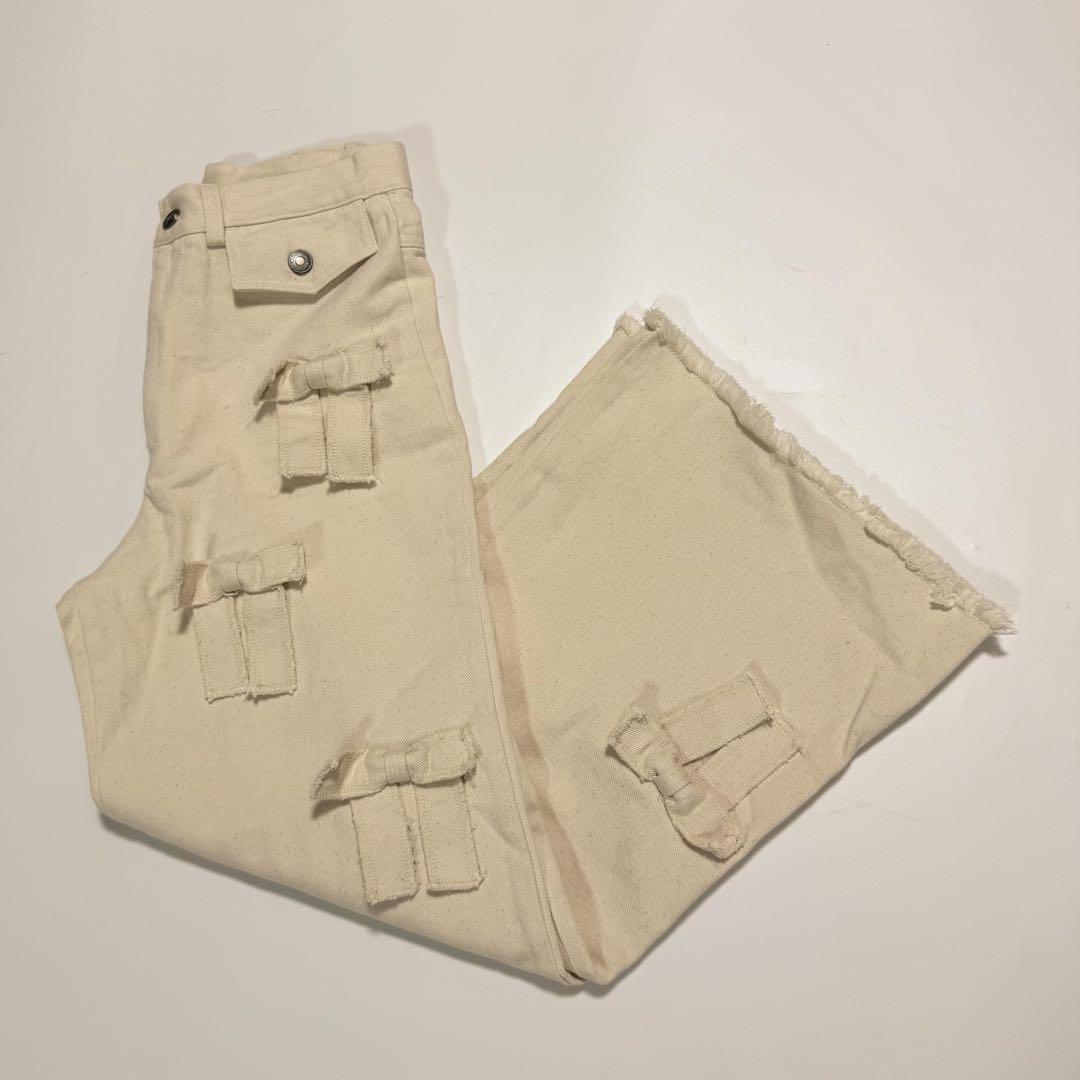 【u-tan】あさぎーにょ MANY RIBBON DENIM PANTS