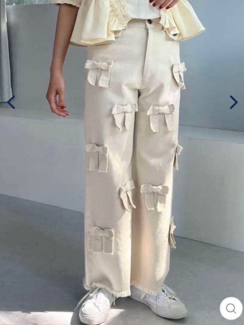 【u-tan】あさぎーにょ MANY RIBBON DENIM PANTS