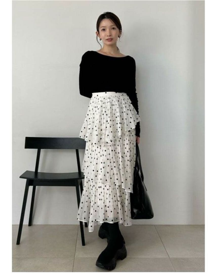 snidel Sustainableプリーツティアードロングスカート