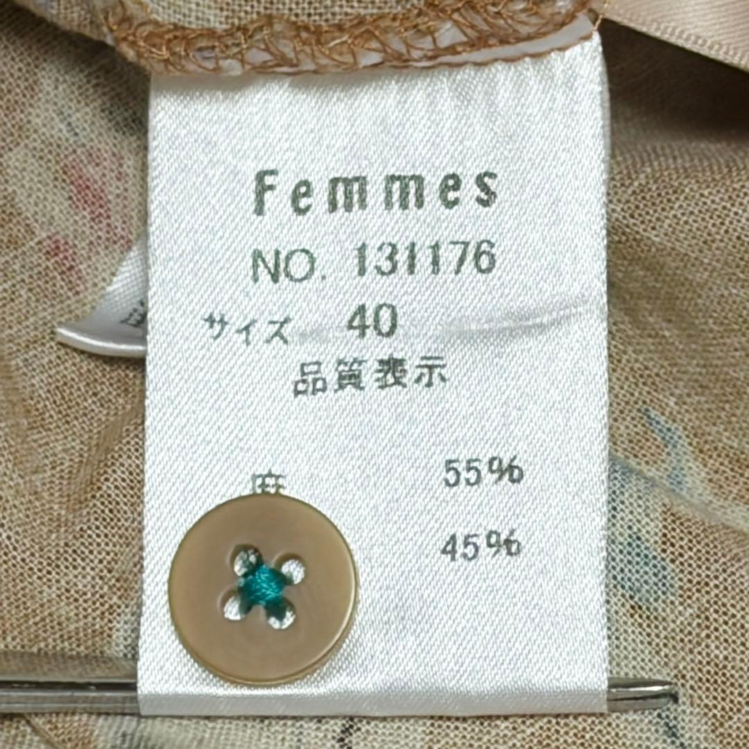 Femmes ファムズ　ワンピース　花柄　綿麻　サイズ40
