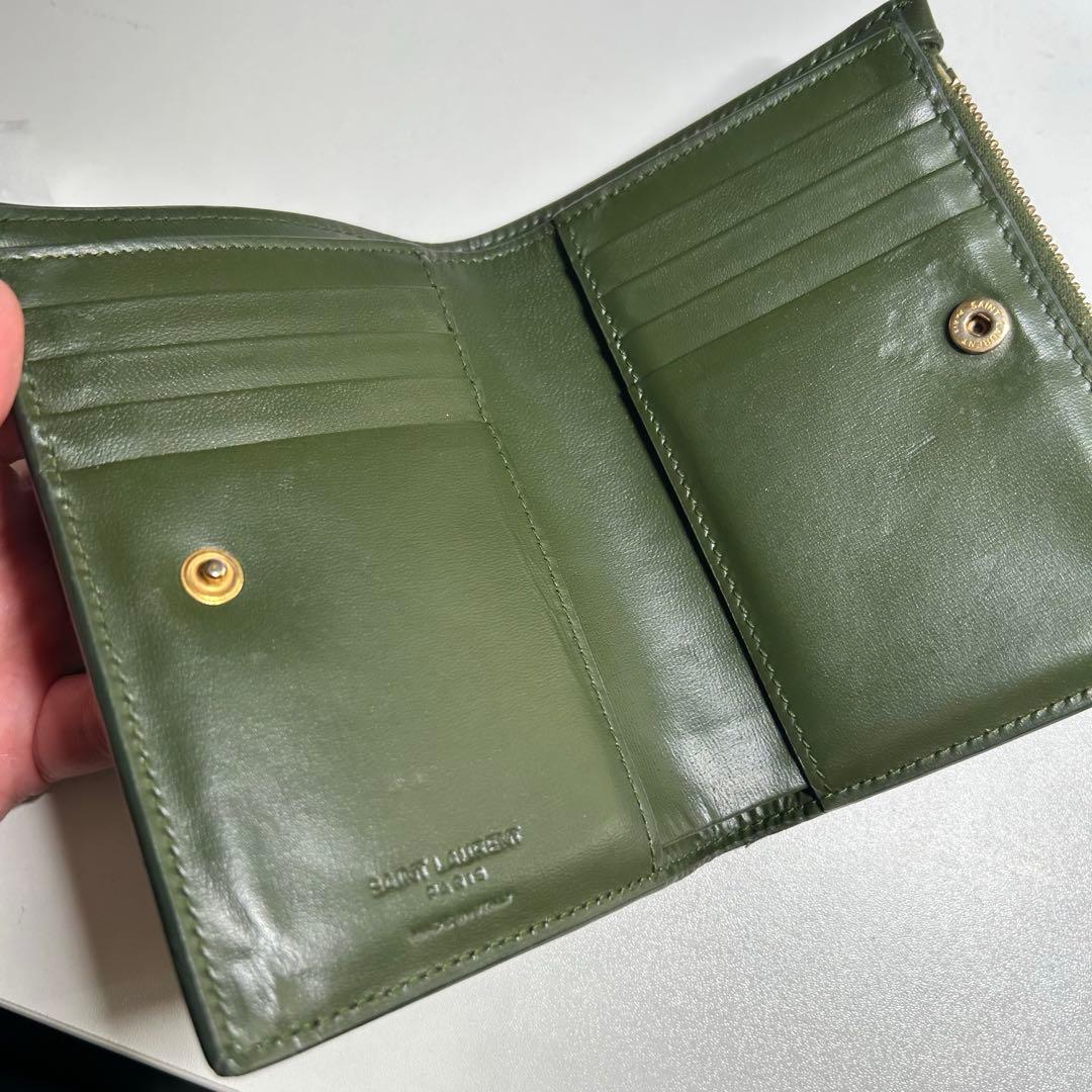 N*a様 最終値下【レア色】サンローラン 二つ折り財布 モスグリーン カード入れ