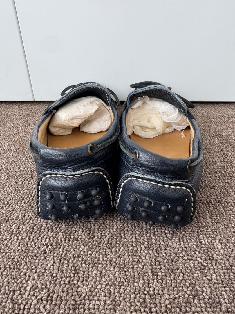 【新古品】イタリア製 ダークブルー レザー モカシン