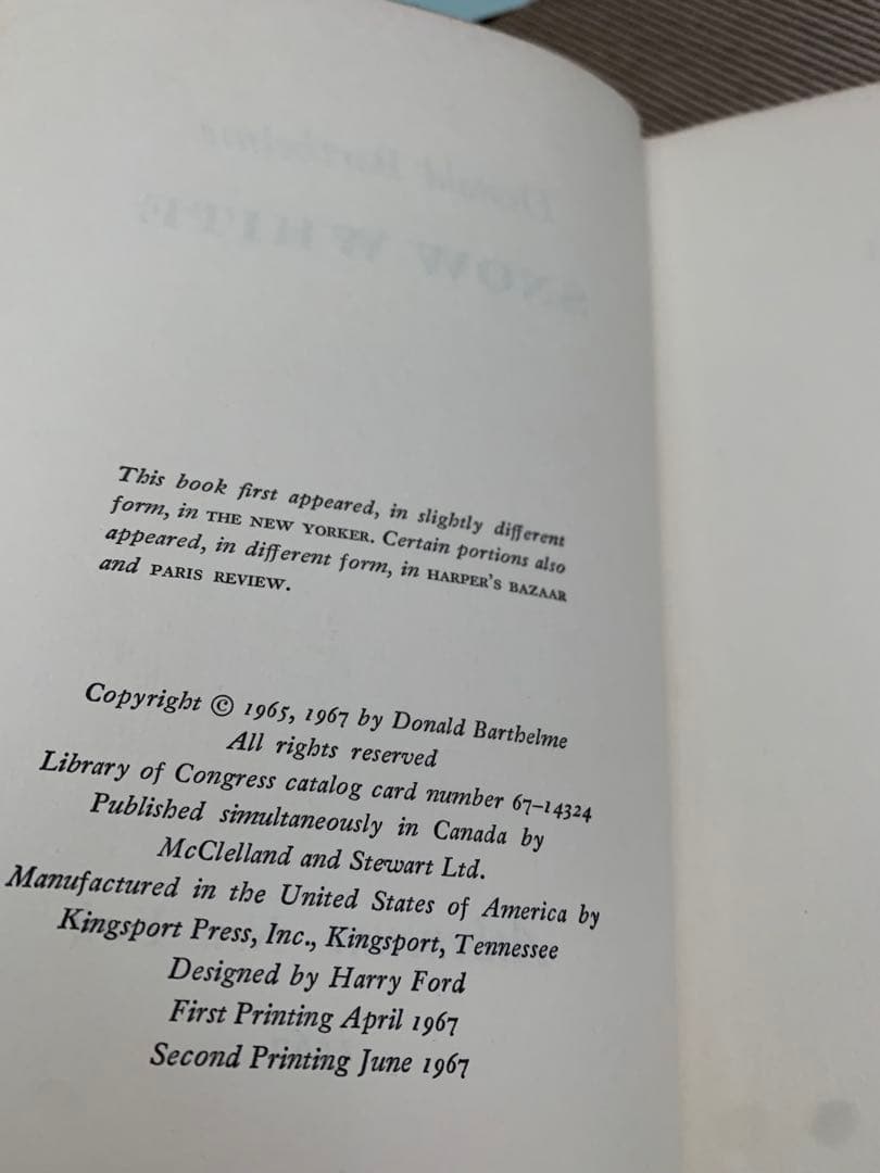 希少　Donald Barthelme  White