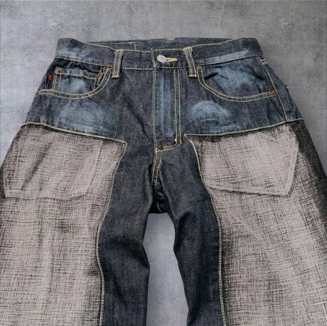 YENJEANS ミチココシノ デニム インディゴ ✕ ブラック W26 M