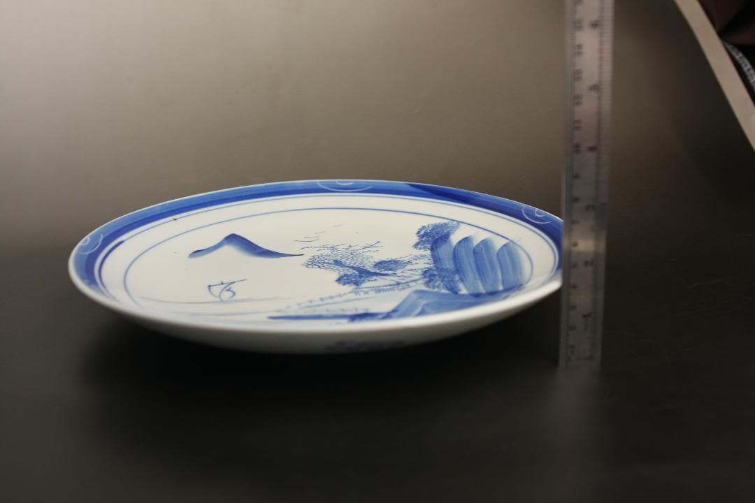 古伊万里染付　山水図大皿