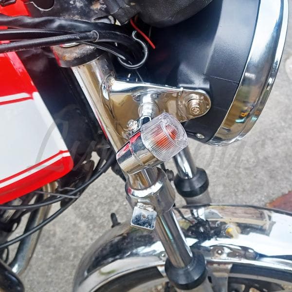 [S225] 丸型 ヨーロピアン ウインカー スモーク 4個 ステー付