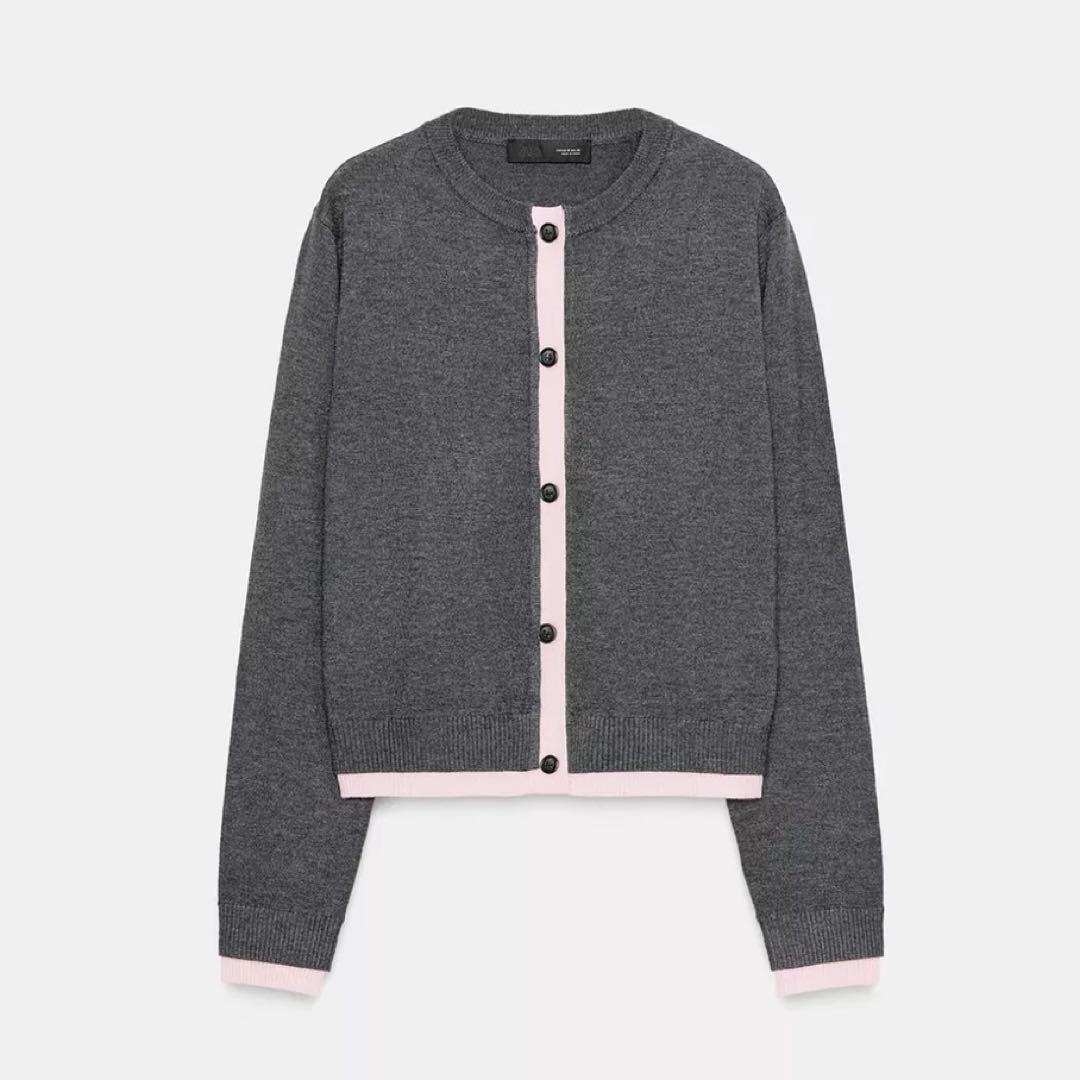 ZARA コンビニットカーディガン グレーマール Mサイズ
