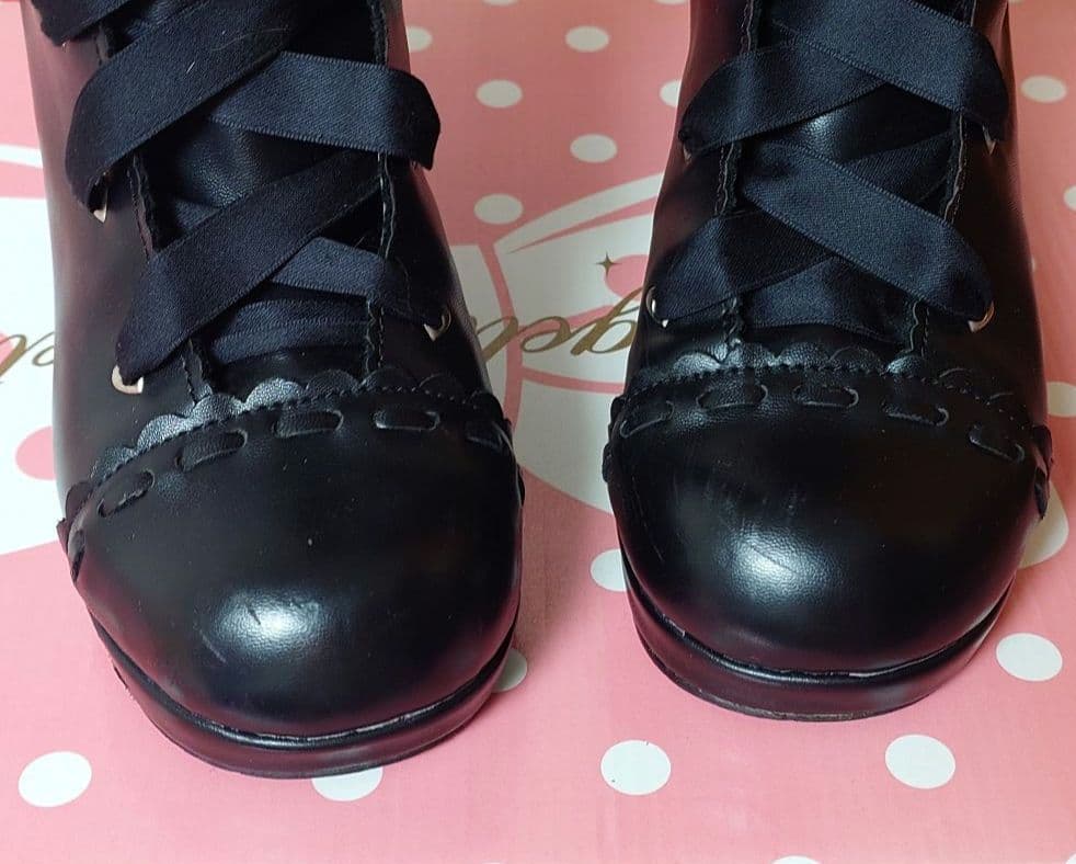 Angelic Pretty　ブラックレースアップロングブーツ